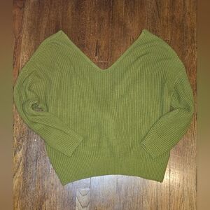 Ashley Stewart Olive Green V-Neck Sweater Size 3x